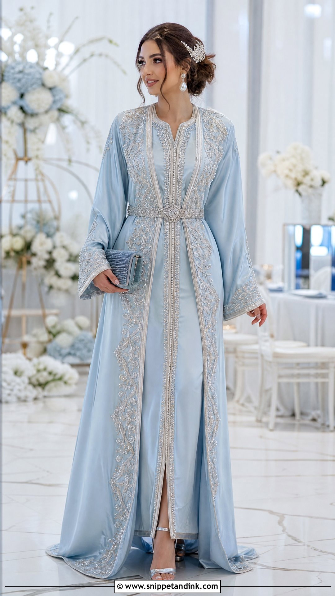Pearl Blue Algerian Caftan Wedding Dress - Snippet and Ink - 25 Algerian Wedding Dress Ideas