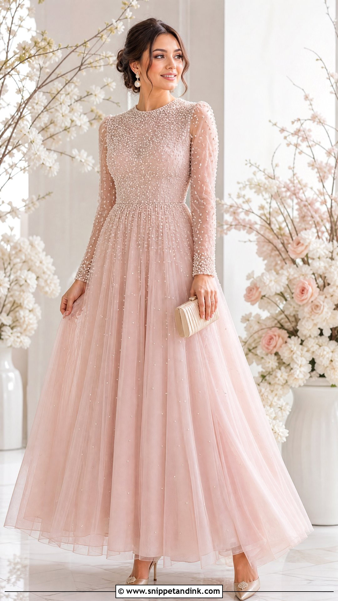 Pearl Blush Gown - Snippet and Ink - 25 Pearl Gown Ideas