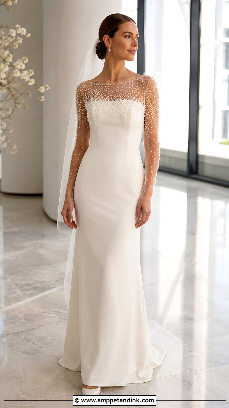 Pearl Boat Neck Wedding Dress - Snippet and Ink - 20 Boat Neck Wedding Dresses