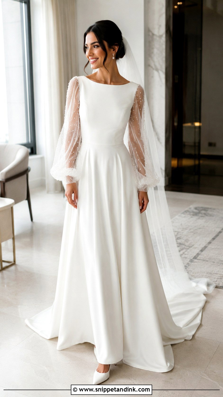 Pearl Bubble Sleeve Wedding Dress - Snippet and Ink - 20 Bubble Sleeve Wedding Dress Ideas