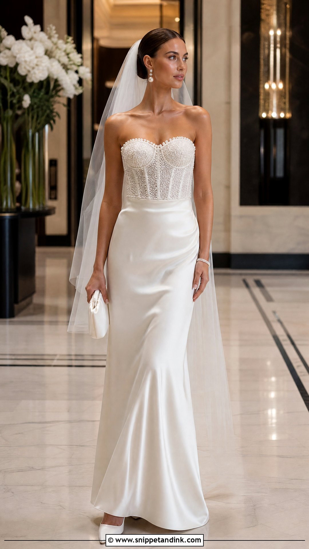 Pearl Bustier And Satin Skirt Bridal Set - Snippet and Ink - 25 Bridal Two Piece Set Ideas