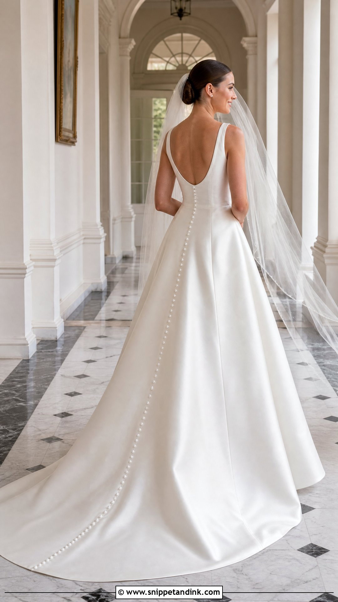 Pearl Button Satin Wedding Dress - Snippet and Ink - 20 Vintage Pearl Wedding Dress Ideas