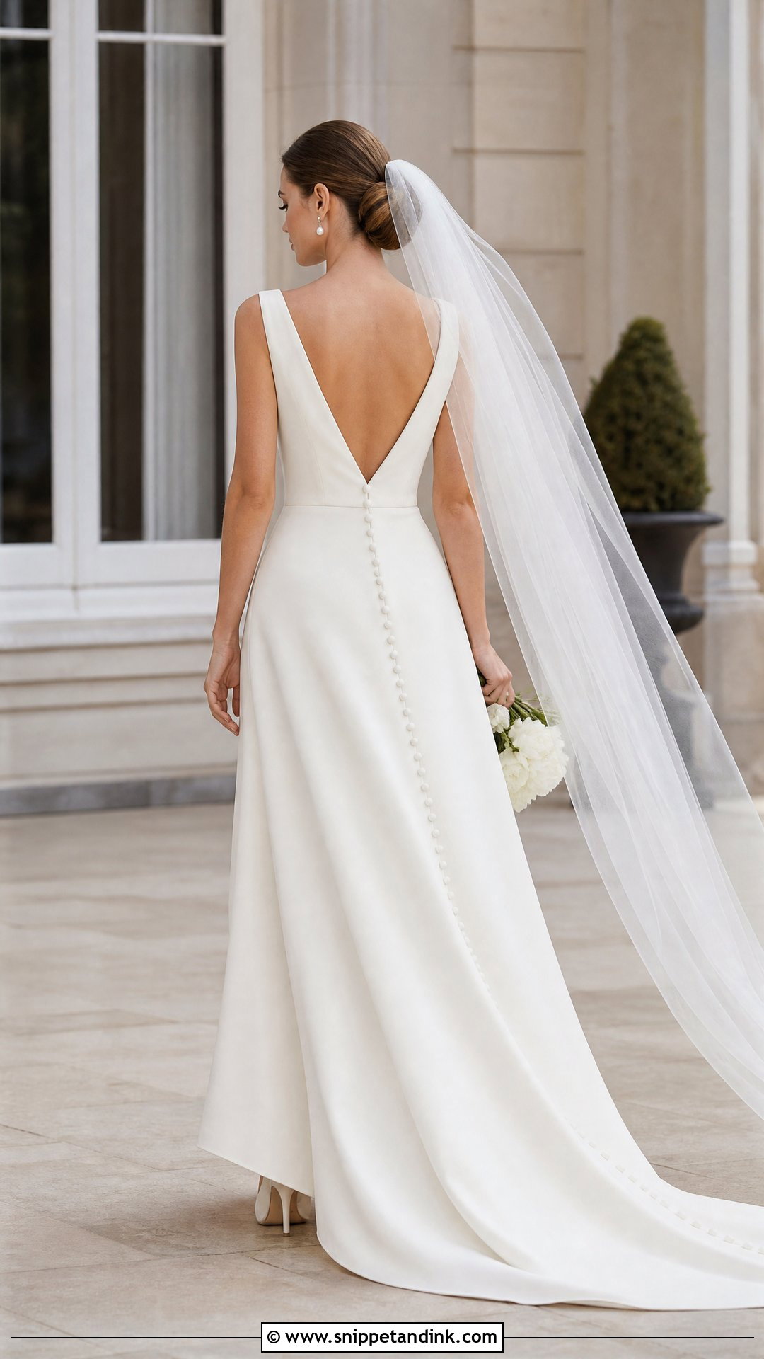 Pearl Button V Back Wedding Dress - Snippet and Ink - 20 V Back Wedding Dress Ideas