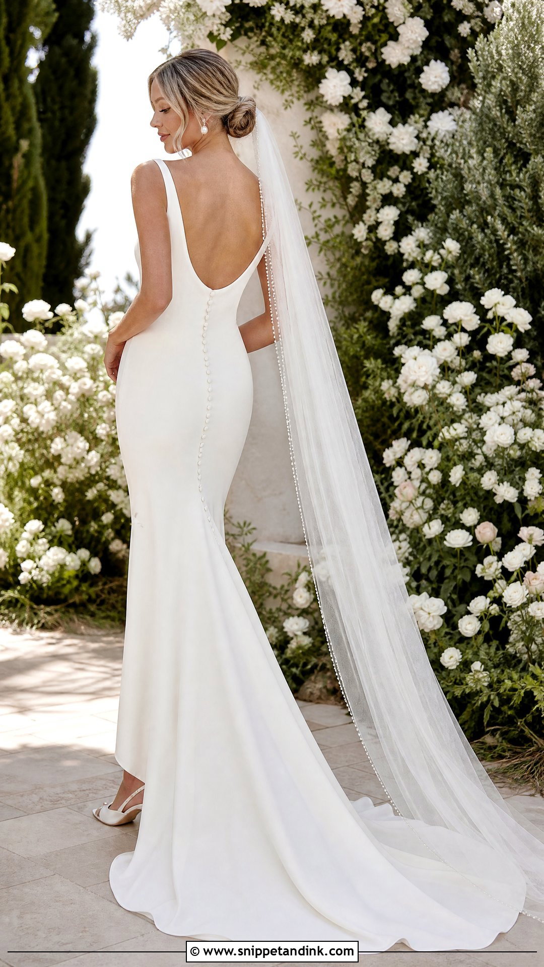 Pearl Button Wedding Dress With Chapel Train - Snippet and Ink - 20 Wedding Dress Buttons Down Back Ideas