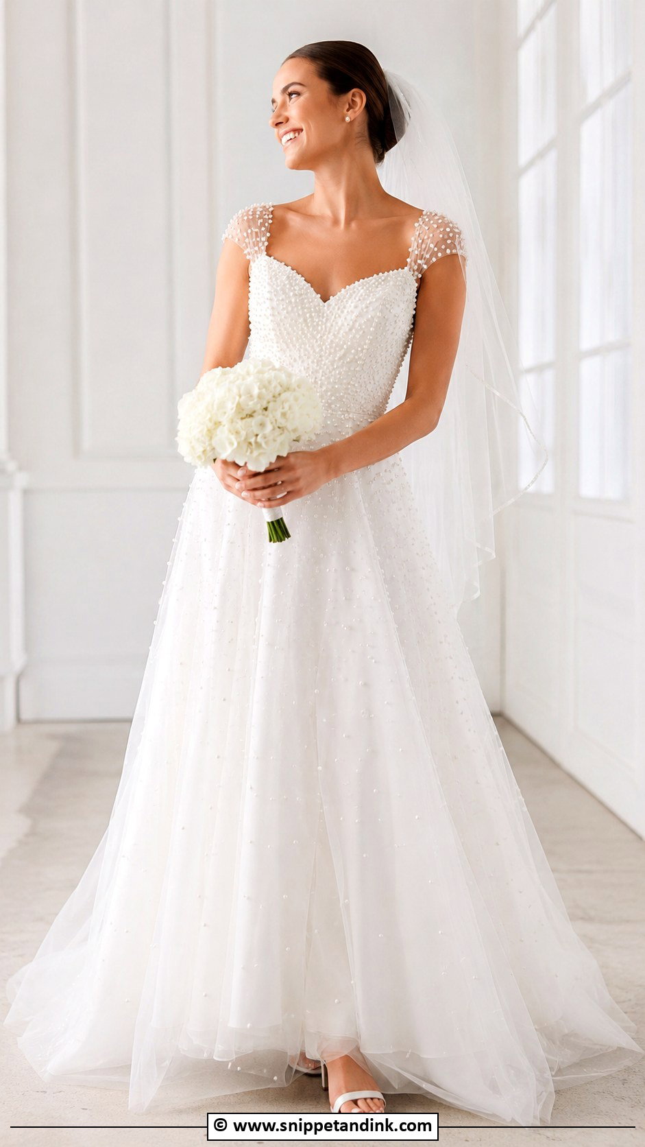 Pearl Cap Sleeve Wedding Dress - Snippet and Ink - 30 Cap Sleeve Wedding Dress Ideas