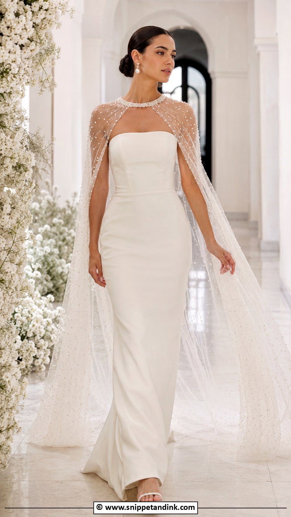 Pearl Cape Wedding Dress - Snippet and Ink - 35 Pearl Wedding Dress Ideas
