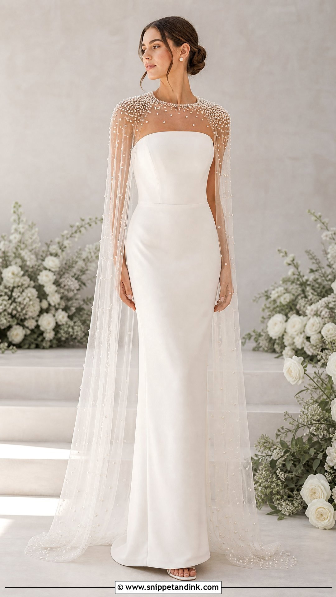 Pearl Cape Wedding Dress - Snippet and Ink - 25 Wedding Dress Pearls Ideas