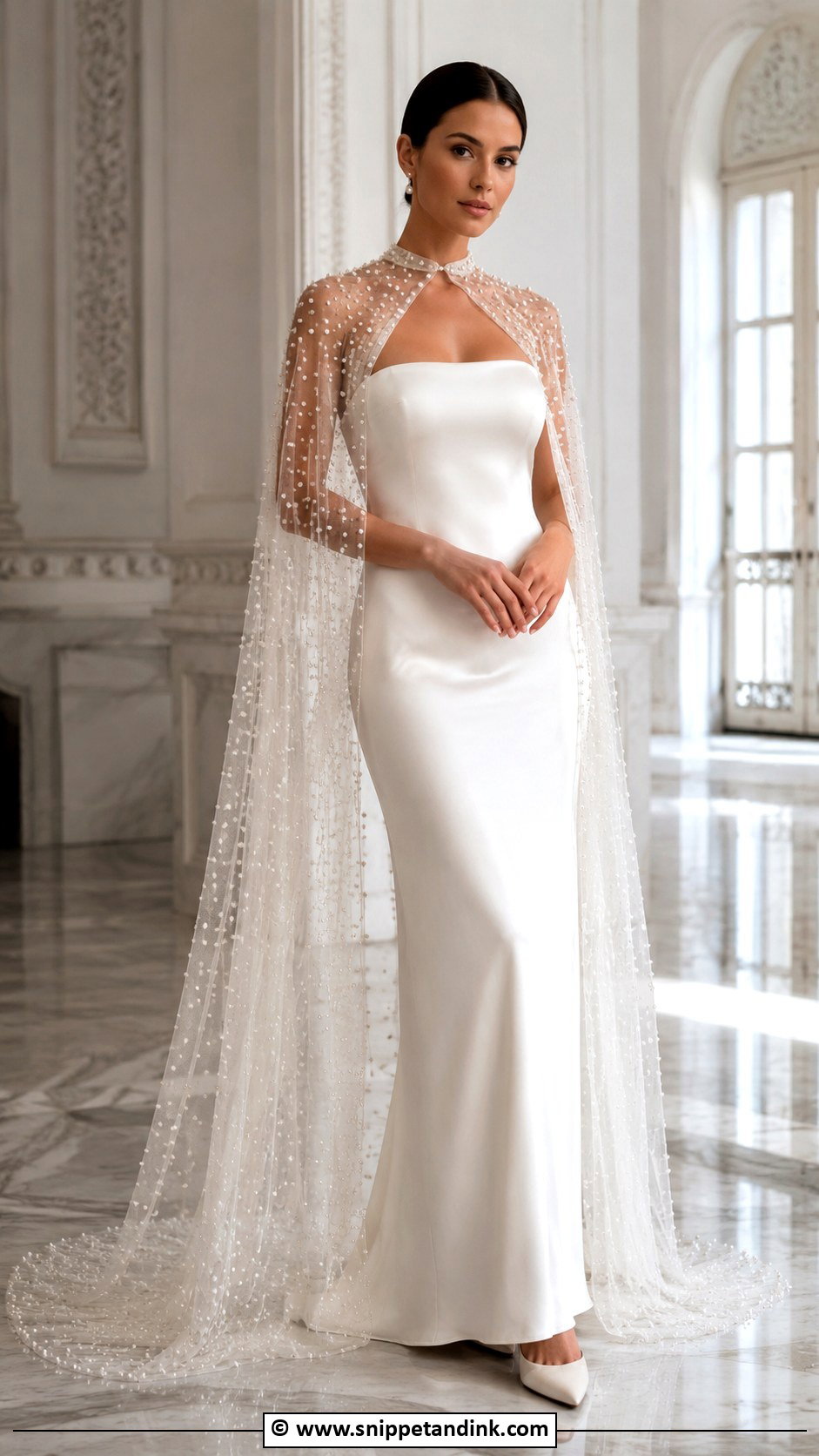 Pearl Cape Wedding Dress - Snippet and Ink - 25 Wedding Dress with Pearls Ideas