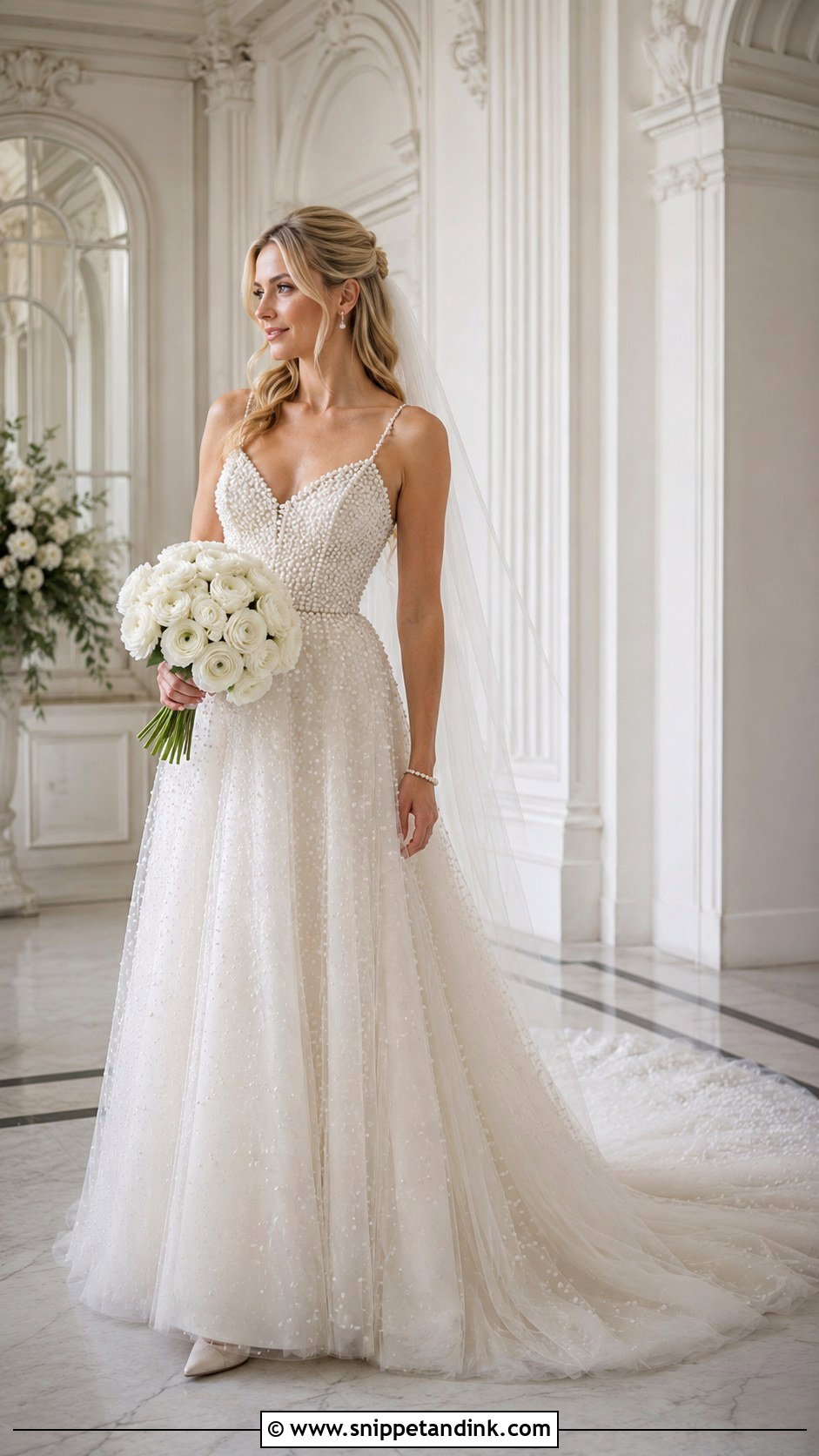 Pearl Cathedral Train Wedding Dress - Snippet and Ink - 20 Cathedral Train Wedding Dress Ideas
