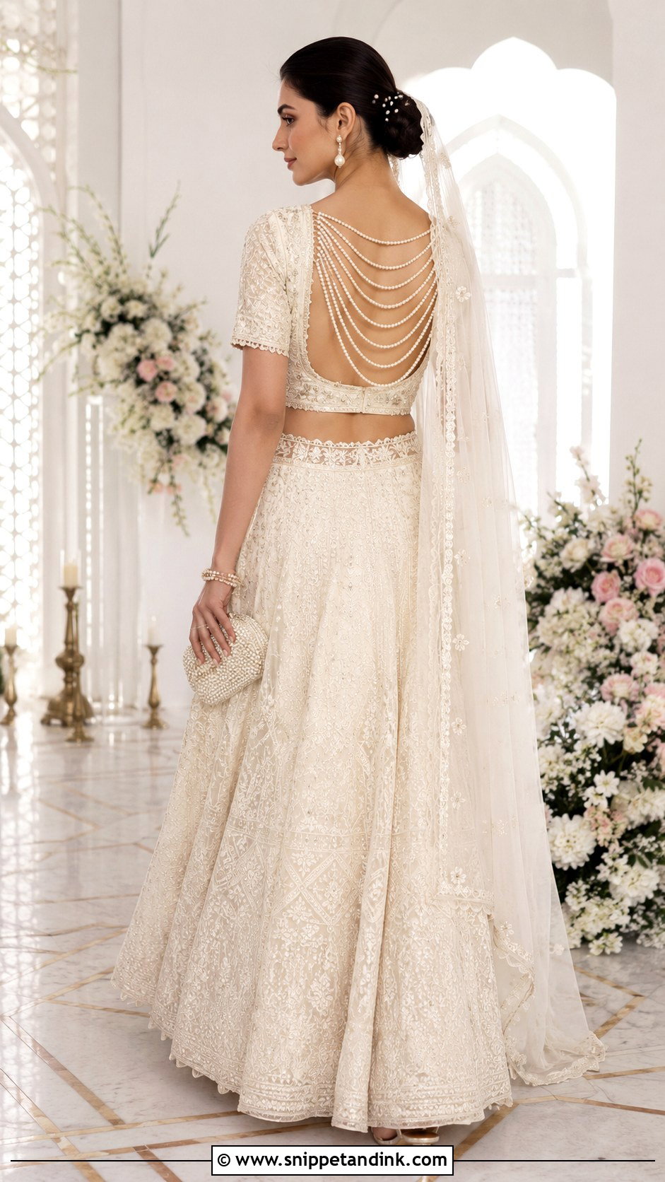 Pearl Chain Bridal Blouse Back - Snippet and Ink - 20 Bridal Blouse Back Designs