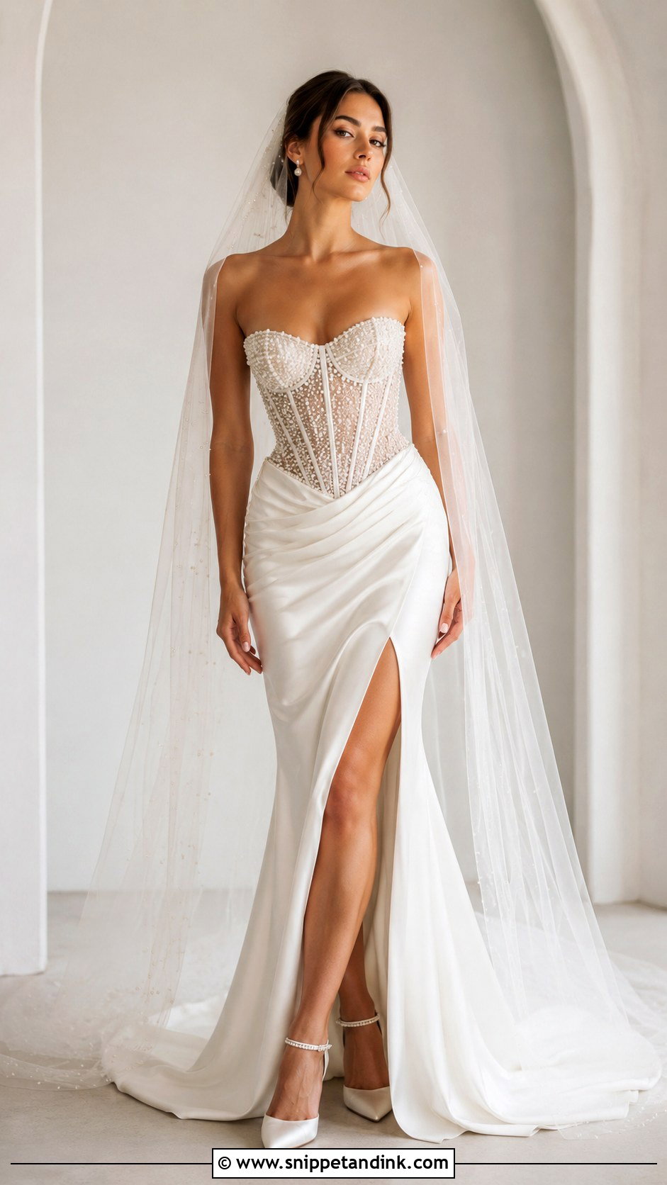 Pearl Corset Bodice Wedding Dress - Snippet and Ink - 25 Wedding Dress Corset Bodice Ideas
