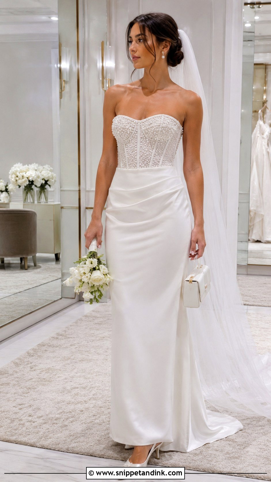 Pearl Corset Bridal Dress - Snippet and Ink - 20 Corset Bride Dress Ideas