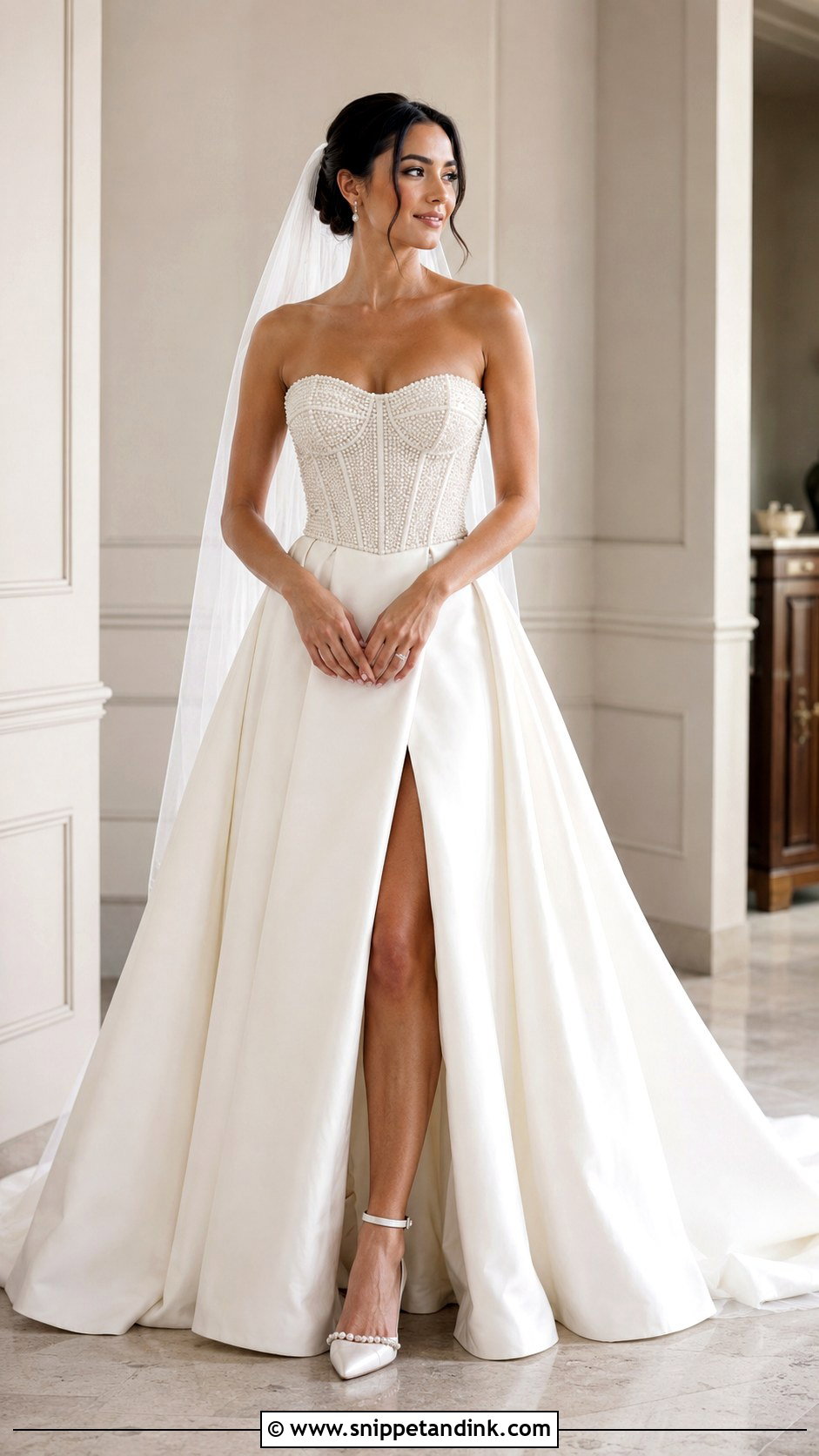 Pearl Corset Bridal Dress - Snippet and Ink - 25 Corset Bridal Dress Ideas