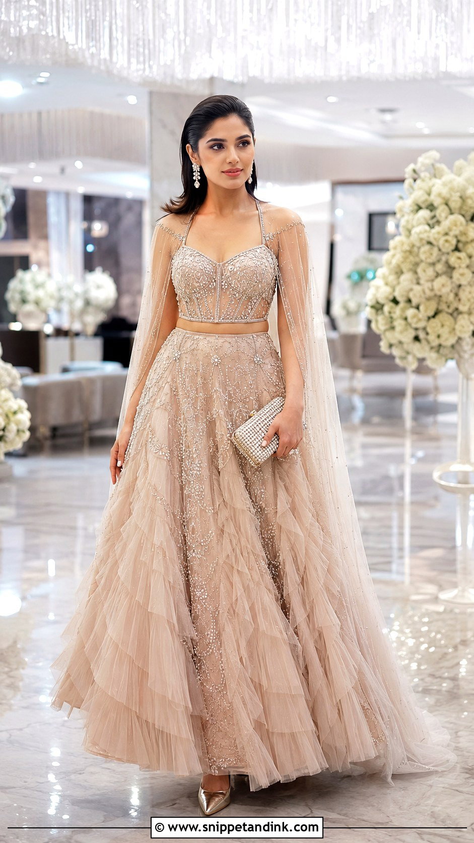 Pearl Corset Designer Choli With Reception Lehenga - Snippet and Ink - 20 Designer Choli for Wedding Ideas
