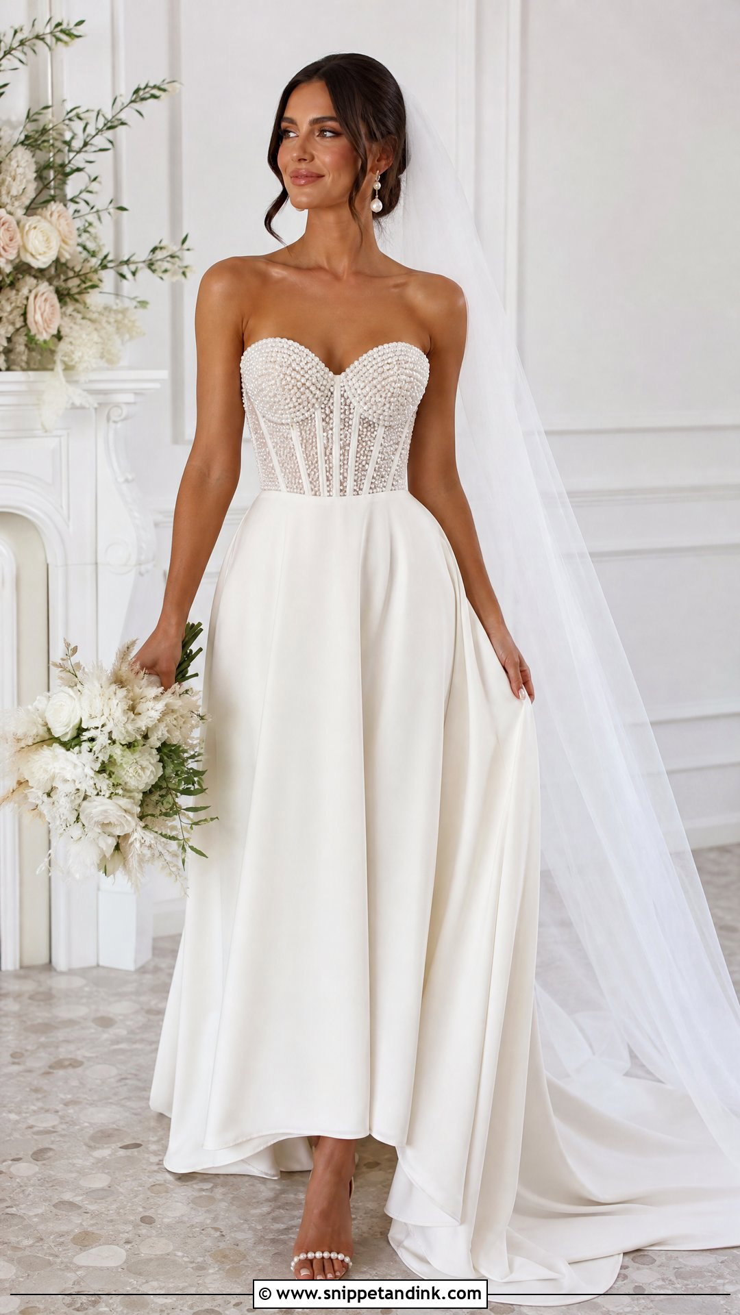 Pearl Corset Top Wedding Dress - Snippet and Ink - 25 Wedding Dress Corset Top Ideas