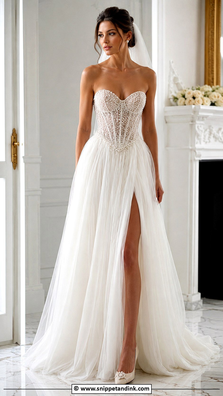 Pearl Corset Wedding Dress - Snippet and Ink - 30 Corset Wedding Dresses