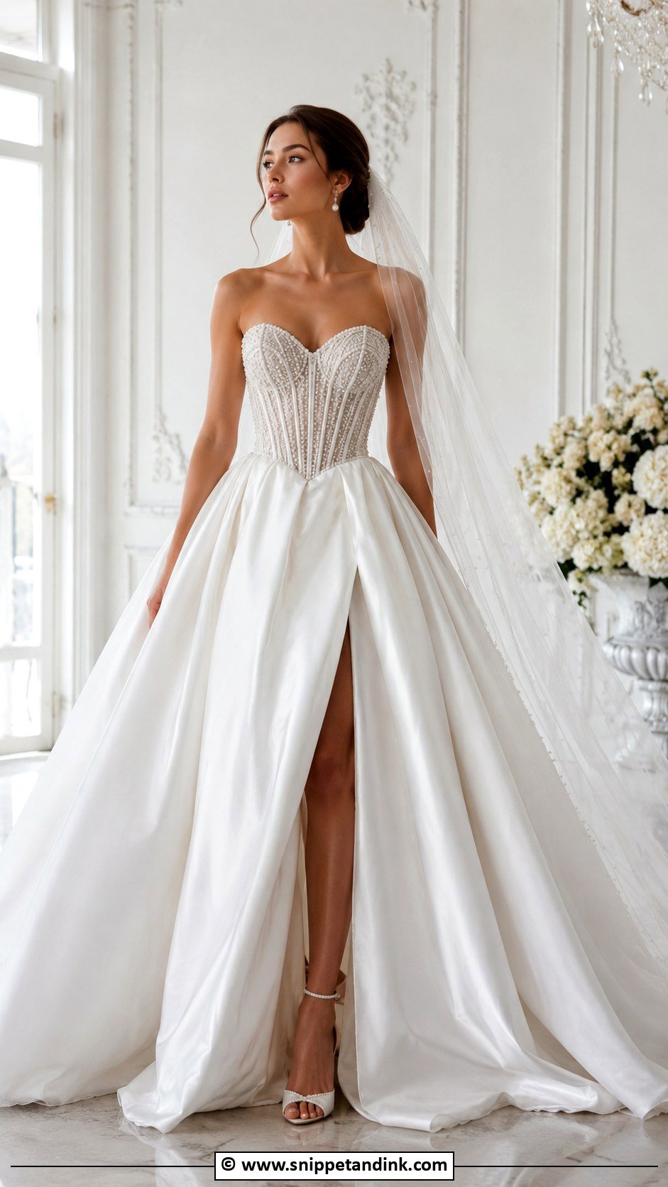 Pearl Corset Wedding Dress - Snippet and Ink - 35 Pearl Wedding Dress Ideas