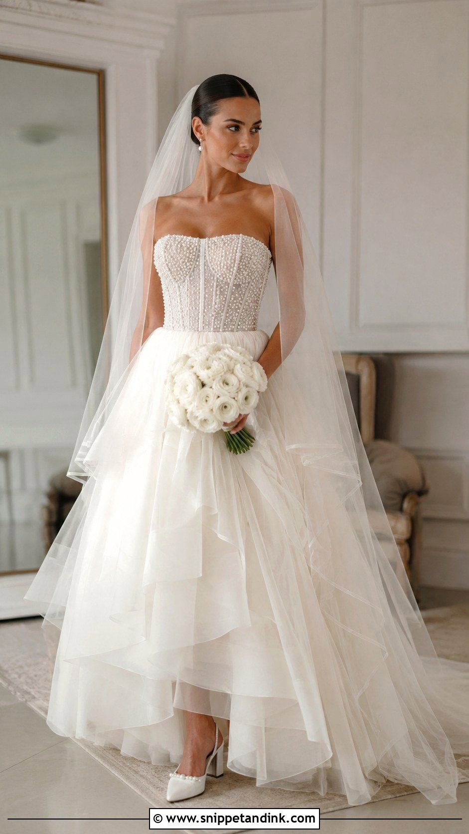 Pearl Corset Wedding Dress - Snippet and Ink - 20 Rich Wedding Dress Ideas
