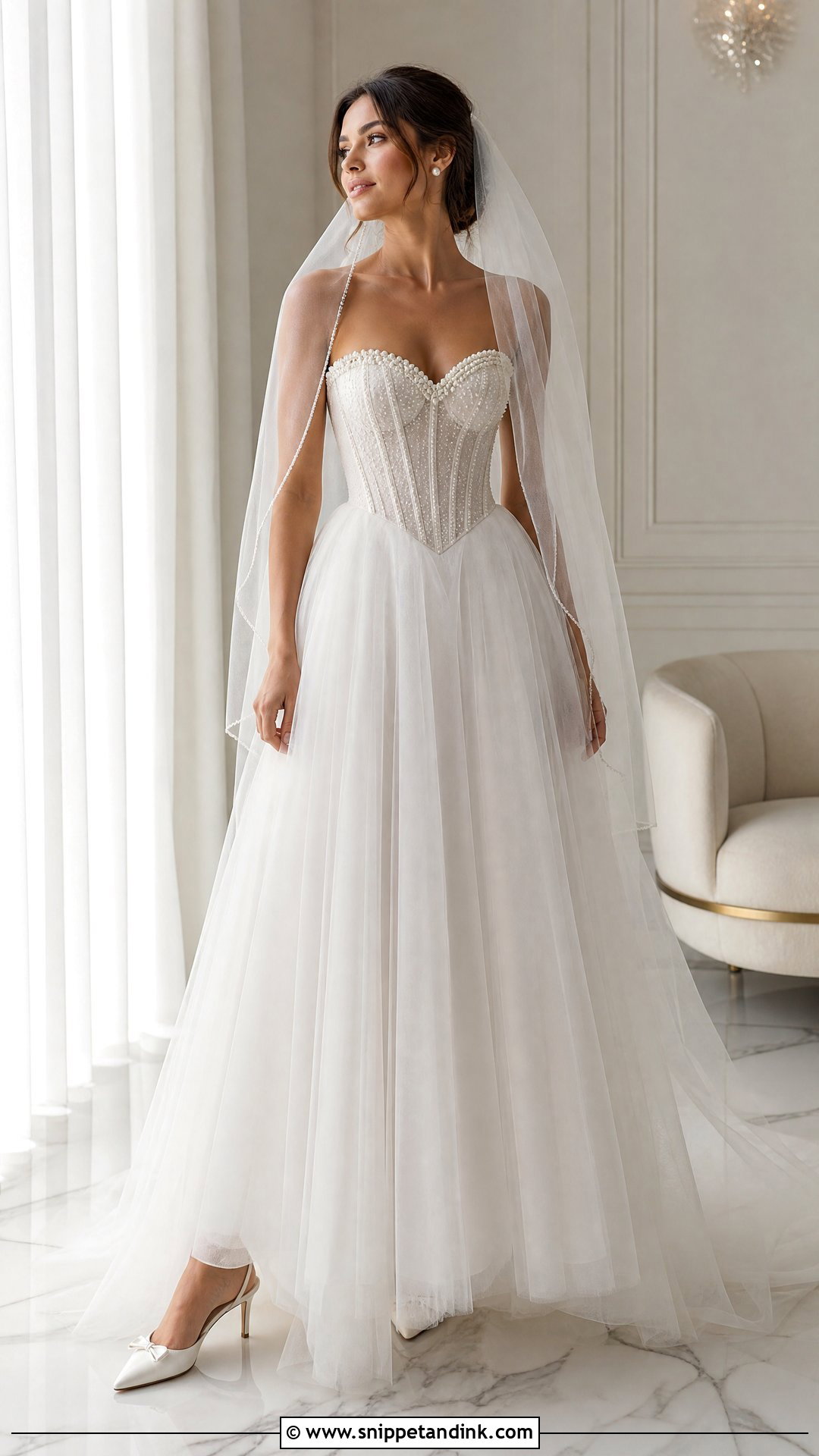 Pearl Corset Wedding Dress - Snippet and Ink - 25 Corset Top Wedding Dresses