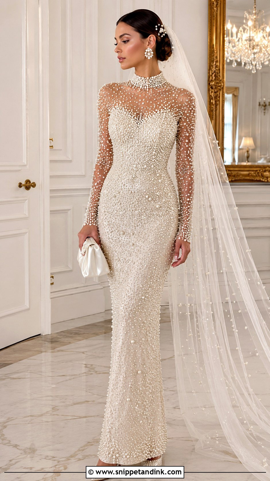 Pearl Covered Wedding Dress - Snippet and Ink - 20 Maximalist Wedding Dress Ideas