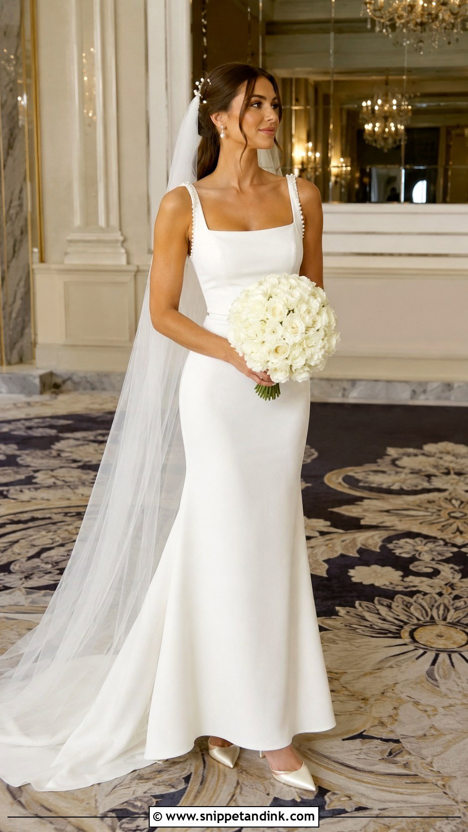 Pearl Crepe Wedding Gown - Snippet and Ink - 20 Crepe Gown Styles for Wedding