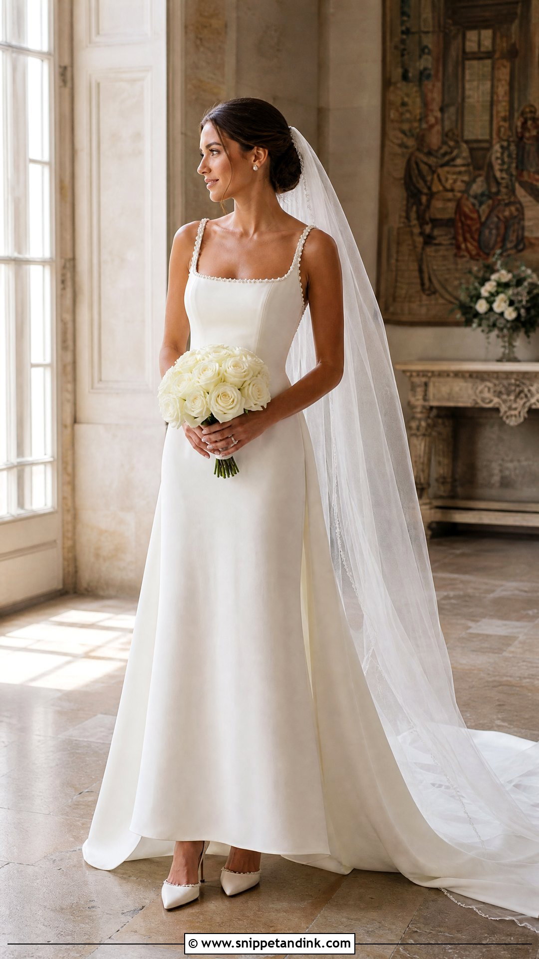 Pearl Detail A Line Wedding Dress - Snippet and Ink - 20 Simple Aline Wedding Dress Ideas