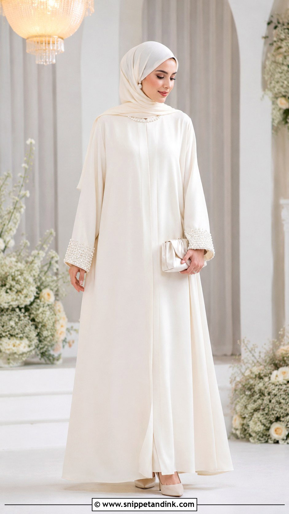 Pearl Detail Abaya - Snippet and Ink - 30 Wedding Abaya Ideas