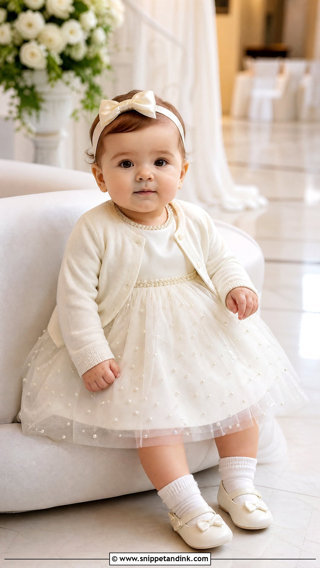 Pearl Detail Baby Wedding Dress - Snippet and Ink - 20 Baby in Wedding Dress Ideas
