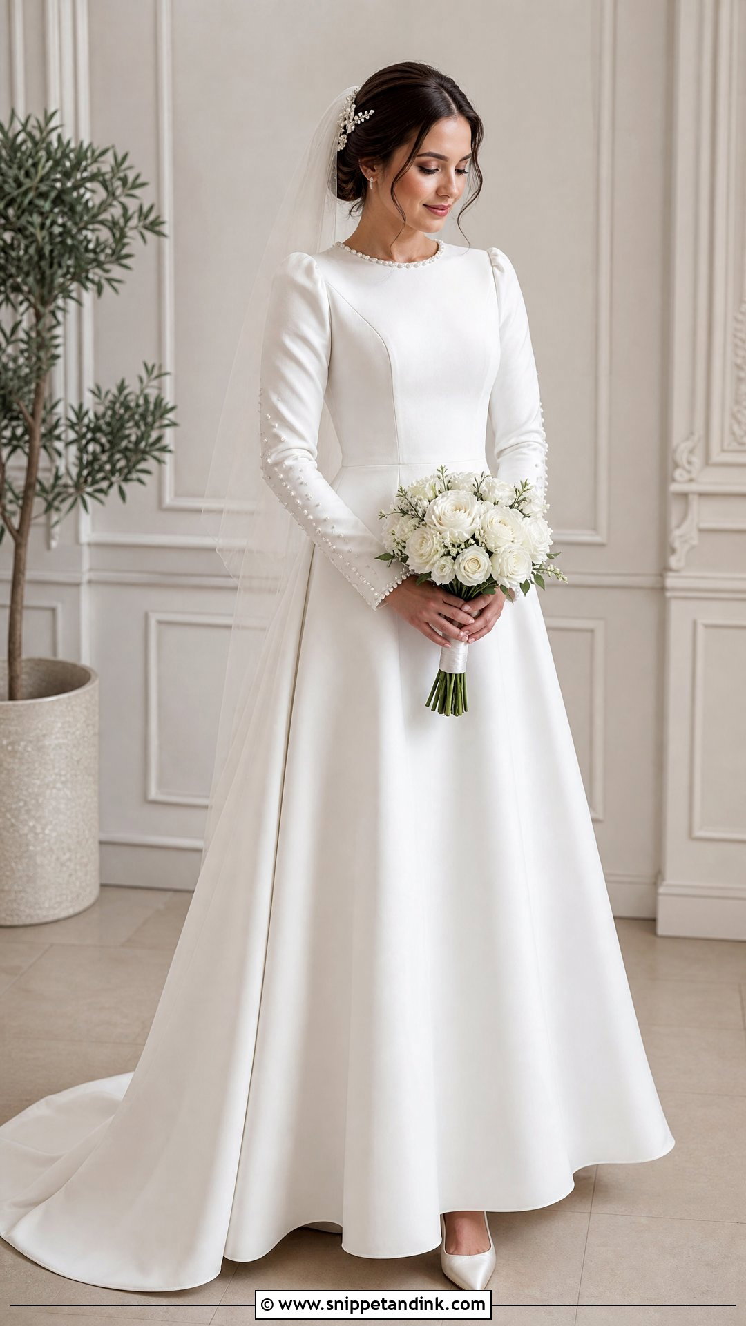Pearl Detail Christian Bride Gown - Snippet and Ink - 25 Christian Bride Gowns