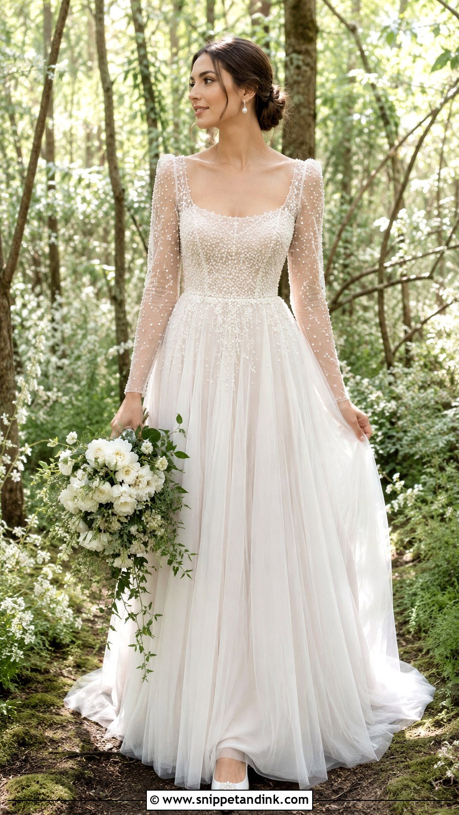 Pearl Detail Enchanted Forest Wedding Dress - Snippet and Ink - 25 Enchanted Forest Wedding Dress Ideas