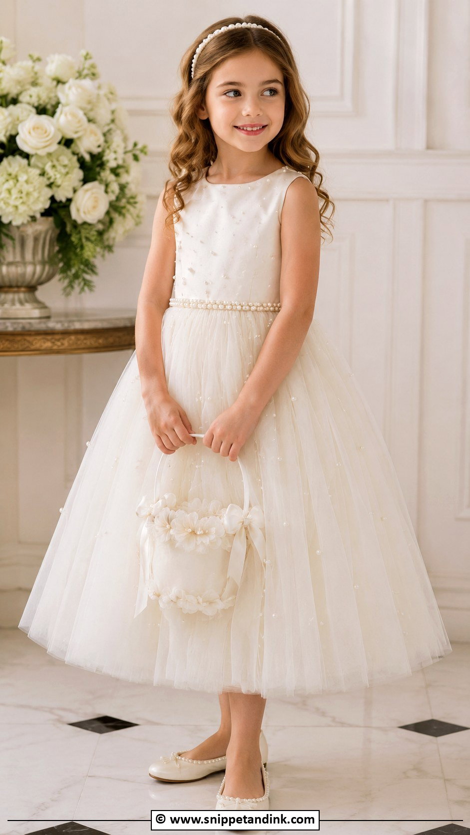 Pearl Detail Flower Girl Dress - Snippet and Ink - 30 Wedding Dresses for Kids