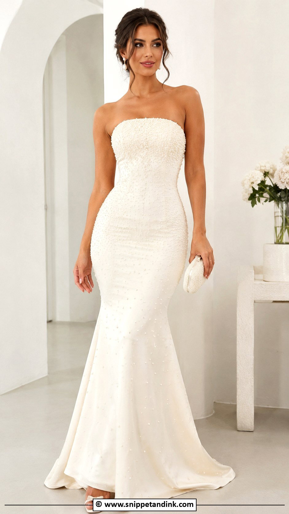 Pearl Detail Mermaid Gown - Snippet and Ink - 30 Mermaid Gown Ideas