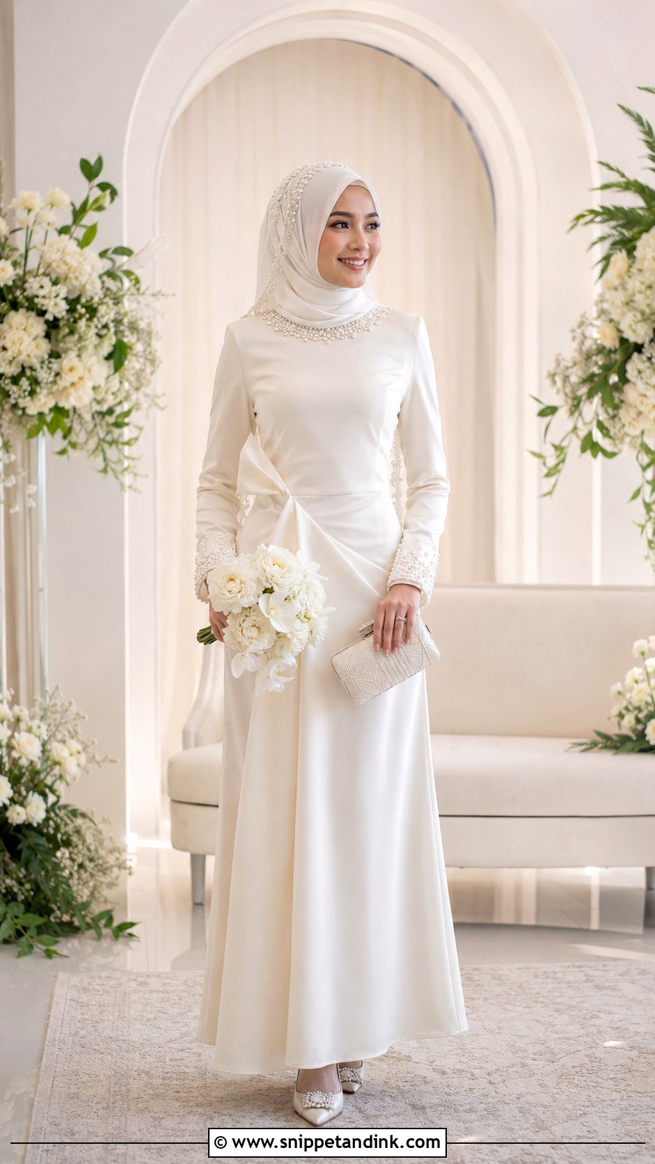 Pearl Detail Nikah Dress - Snippet and Ink - 25 Malay Nikah Wedding Dress Ideas