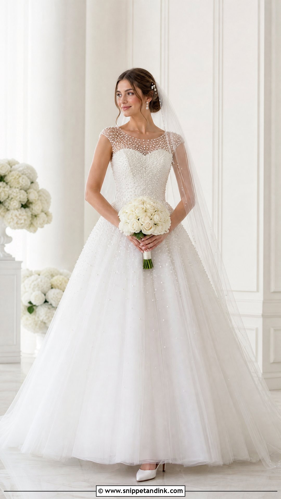 Pearl Detail Princess Ball Gown - Snippet and Ink - 20 Wedding Ball Gown Princess Ideas