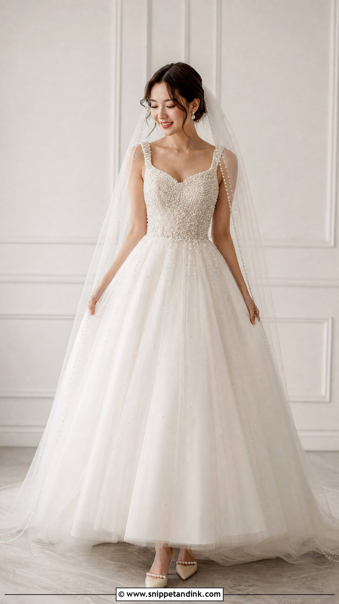 Pearl Detail Princess Wedding Dress - Snippet and Ink - 25 Princess Style Wedding Dresses