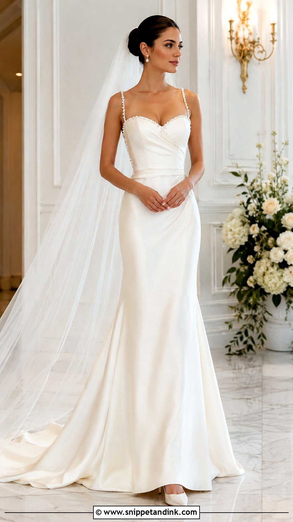Pearl Detail Wedding Dress - Snippet and Ink - 25 Timeless Wedding Dresses