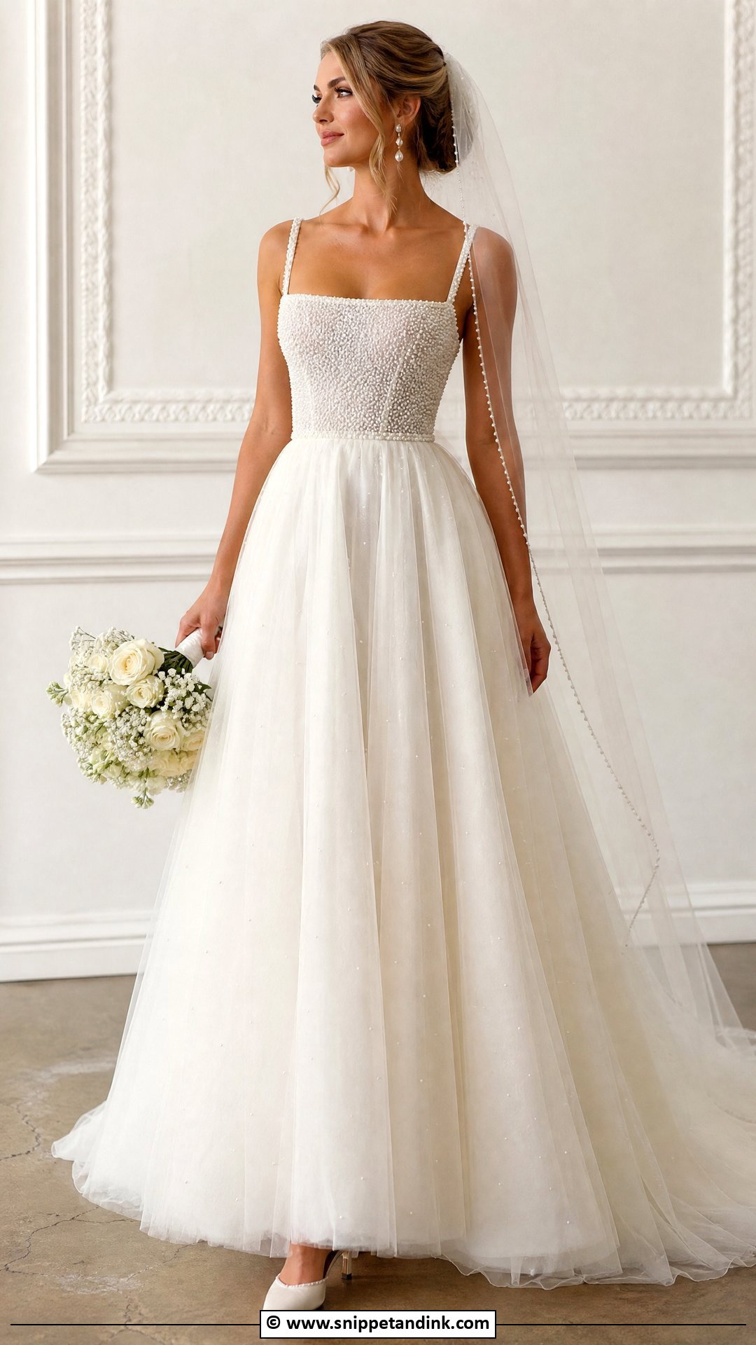 Pearl Detail Wedding Dress - Snippet and Ink - 35 Classy Wedding Dress Ideas