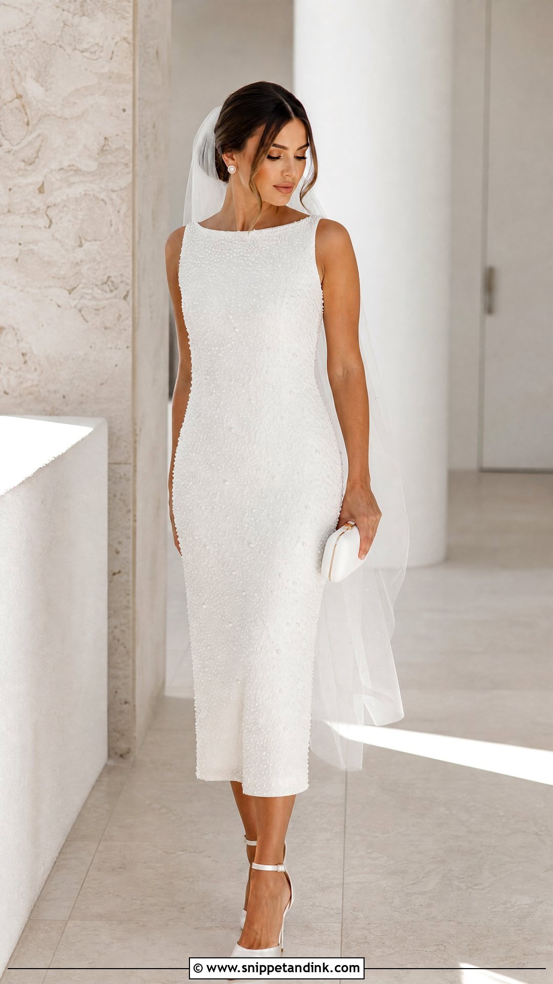 Pearl Detail Wedding Dress - Snippet and Ink - 25 Las Vegas Wedding Dresses