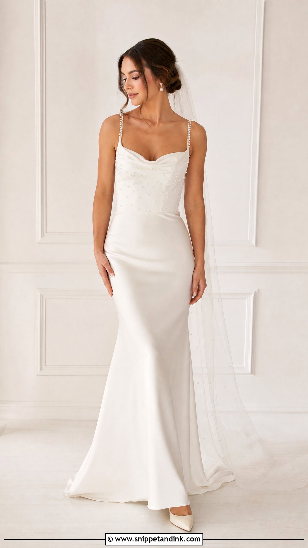 Pearl Detail Wedding Dress - Snippet and Ink - 25 Modern Wedding Dresses