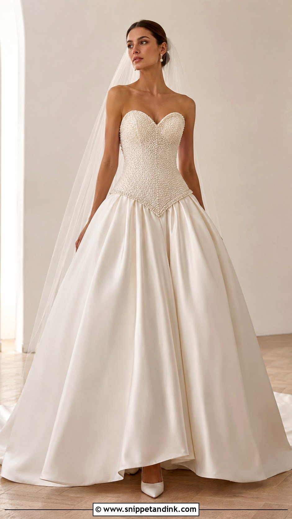 Pearl Drop Waist Ball Gown Wedding Dress - Snippet and Ink - 25 Drop Waist Wedding Dress Ball Gown Ideas