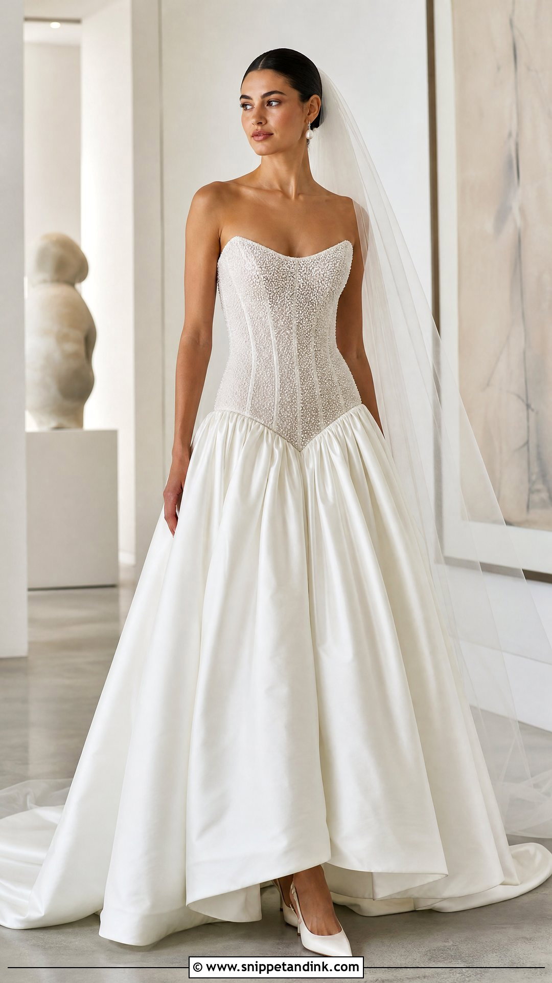 Pearl Drop Waist Wedding Dress - Snippet and Ink - 20 Jeweled Wedding Dress Ideas