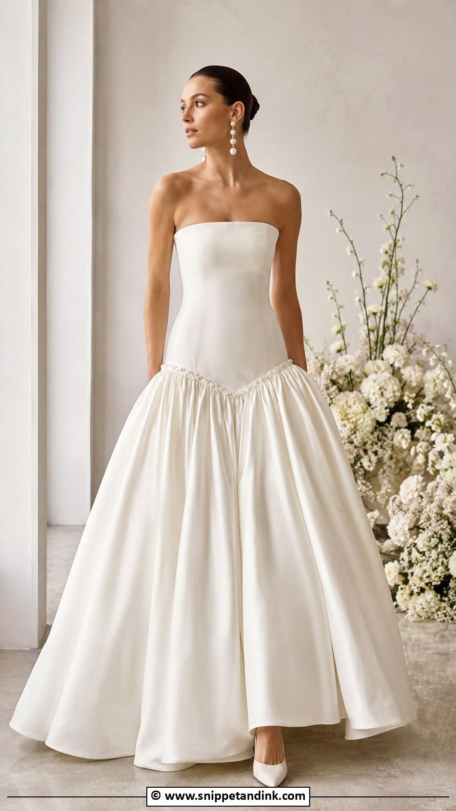Pearl Drop Waist Wedding Dress - Snippet and Ink - 35 Pearl Wedding Dress Ideas