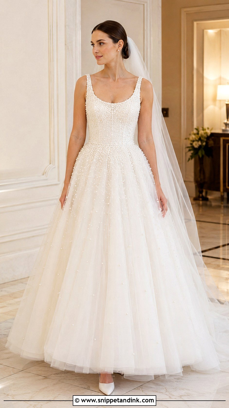 Pearl Embellished Ball Gown Wedding Dress - Snippet and Ink - 20 Big Ball Gown Wedding Dress Ideas