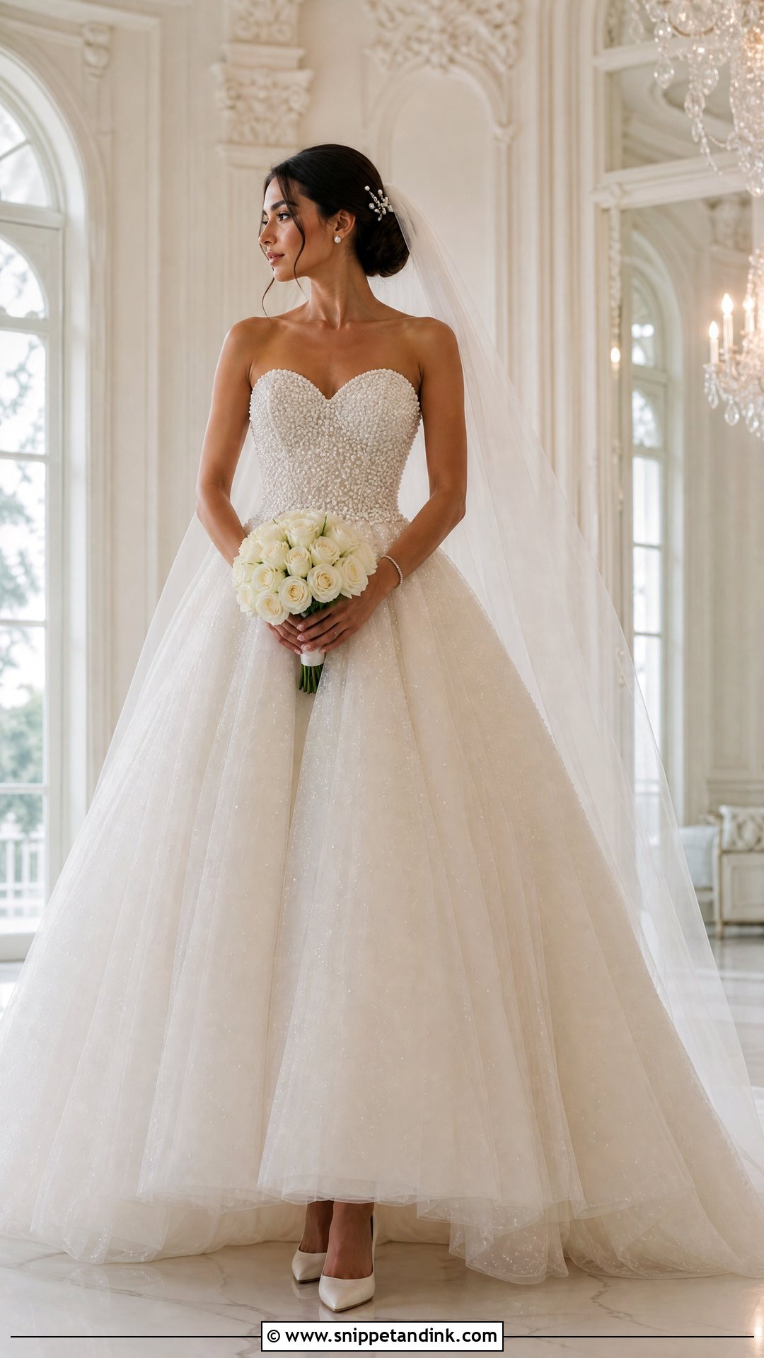 Pearl Embellished Ball Gown Wedding Dress - Snippet and Ink - 20 Big Wedding Dresses Ball Gown Princesses