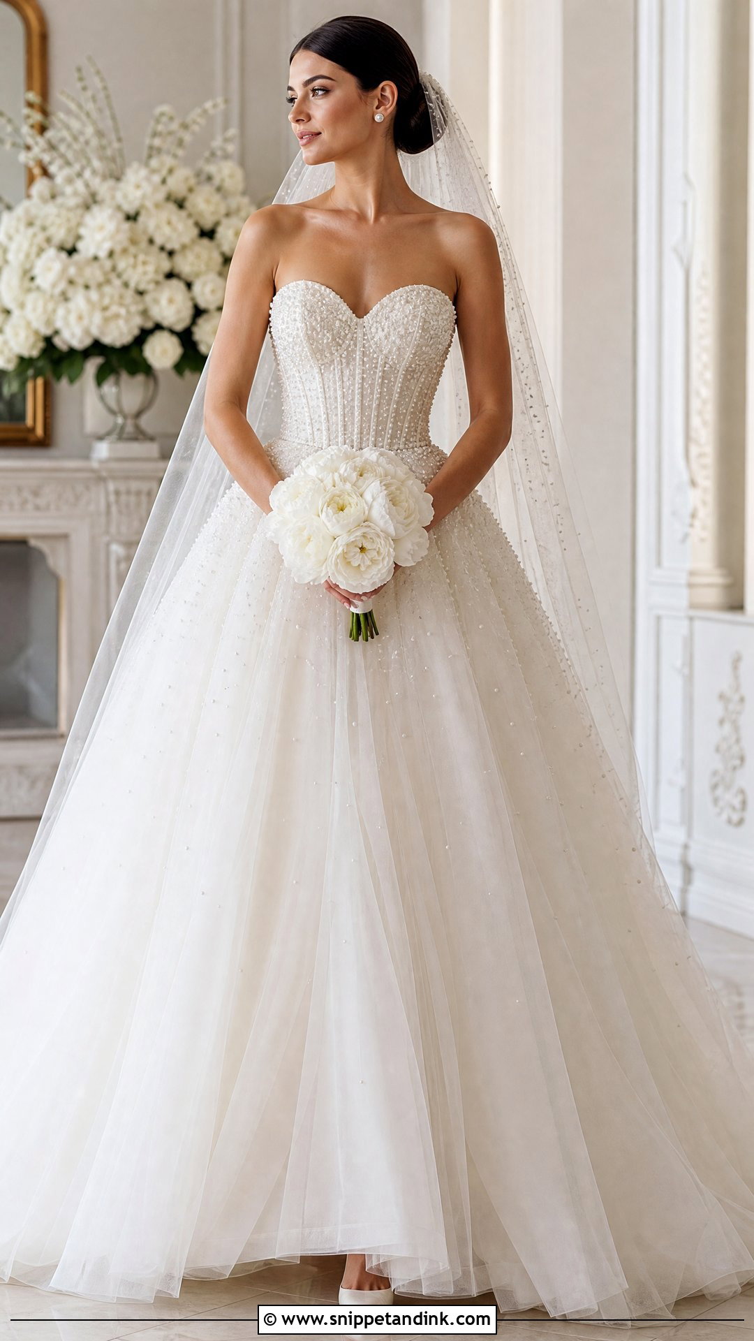 Pearl Embellished Ballgown Wedding Dress - Snippet and Ink - 20 Wedding Gown Ballgown Ideas
