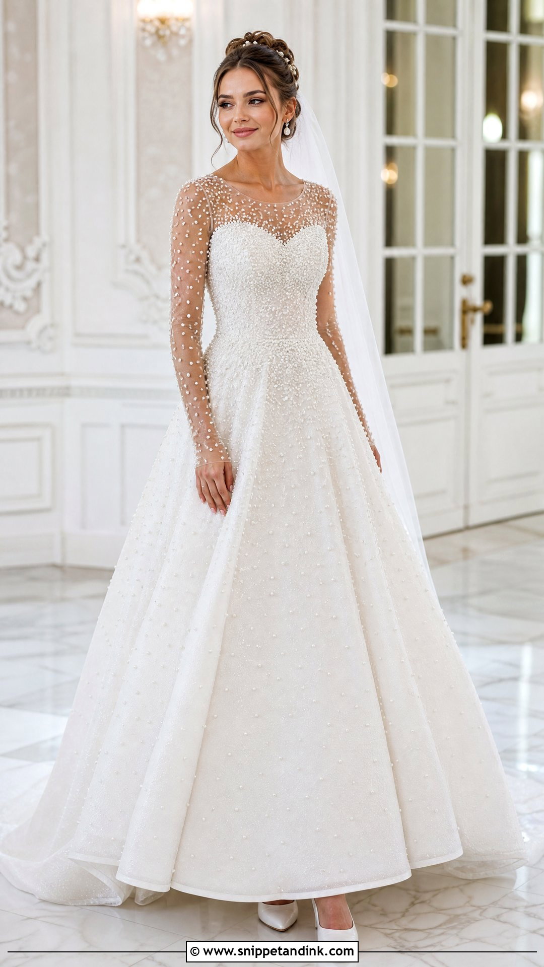 Pearl Embellished Bridal Dress - Snippet and Ink - 20 Latest Bridal Dress Design Ideas