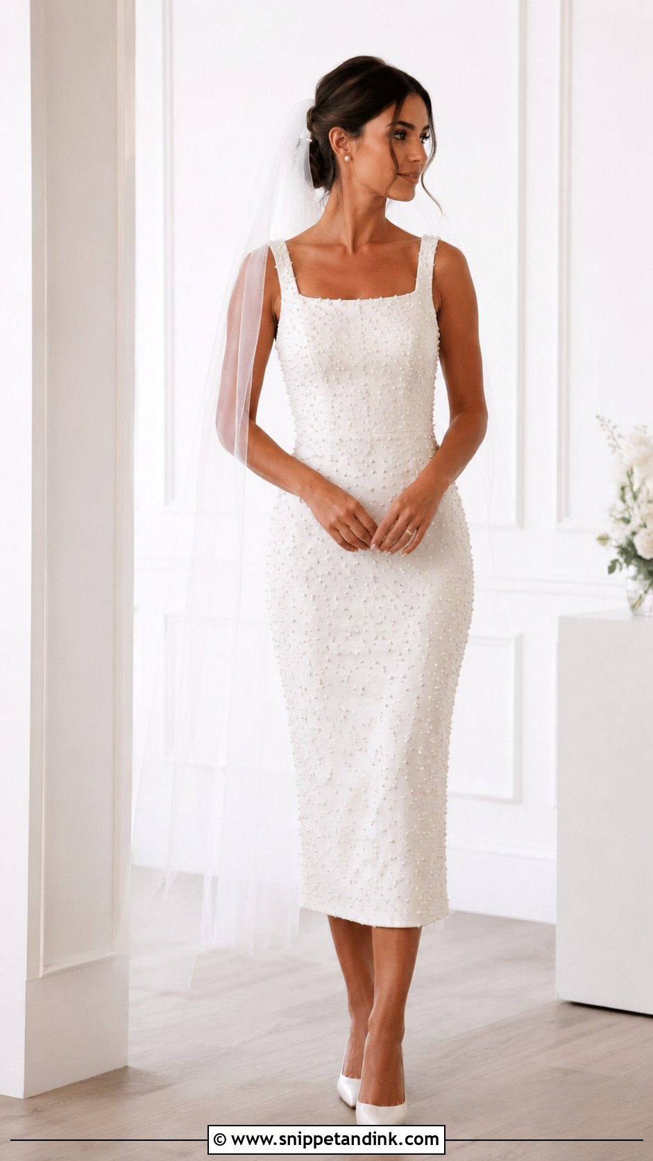 Pearl Embellished Bridal Dress - Snippet and Ink - 20 Bridal Clothes Ideas