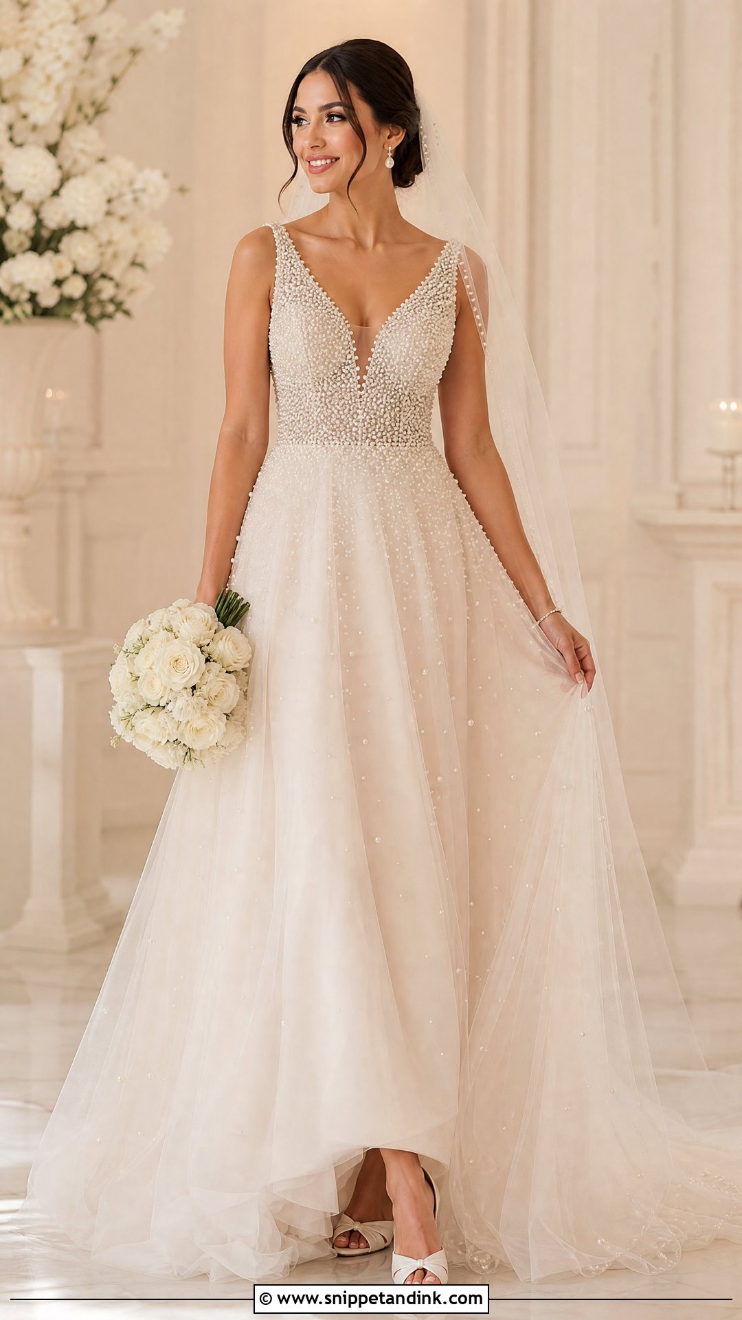 Pearl Embellished Bridal Gown - Snippet and Ink - 25 Elegant Bridal Gown Ideas