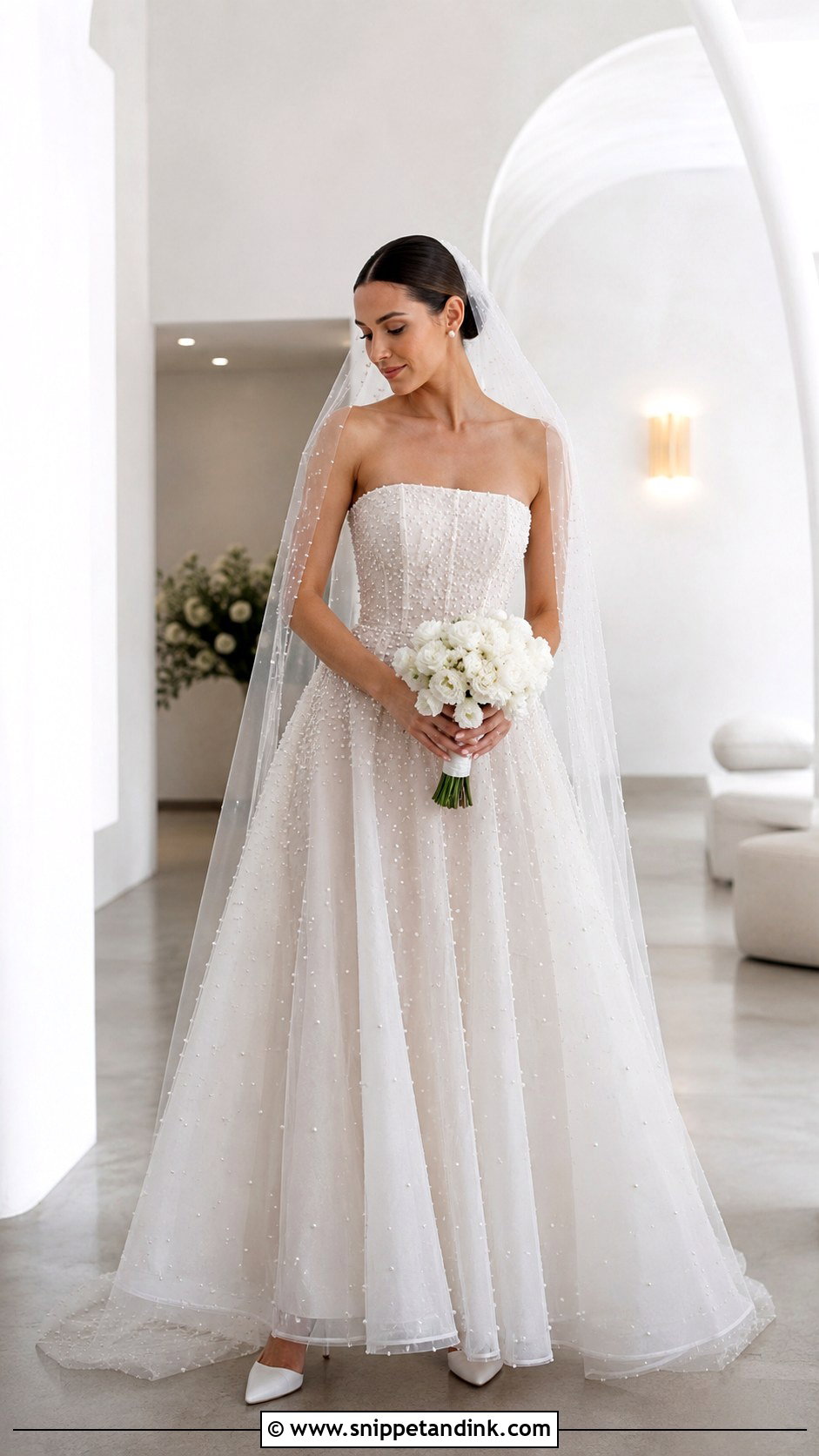 Pearl Embellished Bridal Gown - Snippet and Ink - 20 2024 Bridal Gowns