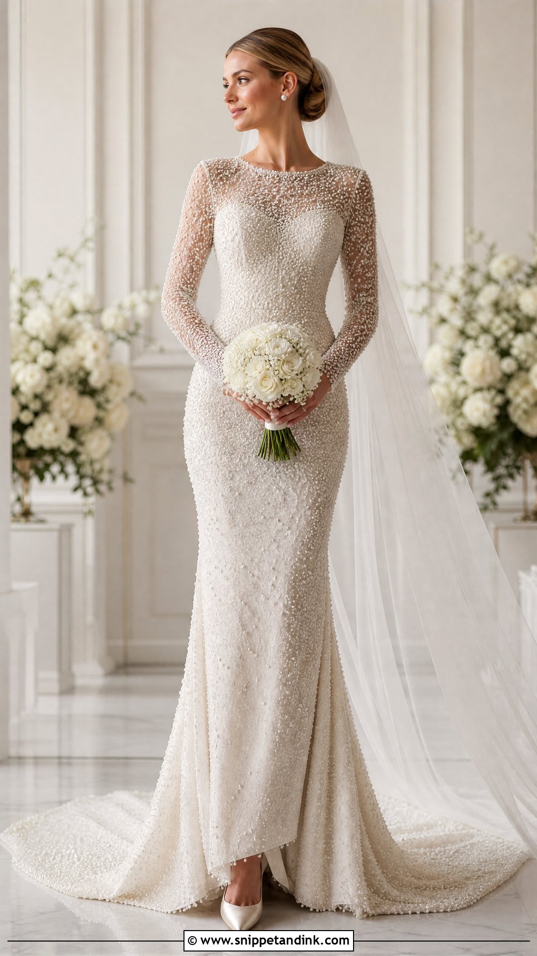 Pearl Embellished Bridal Gown - Snippet and Ink - 20 Vogue Bridal Ideas